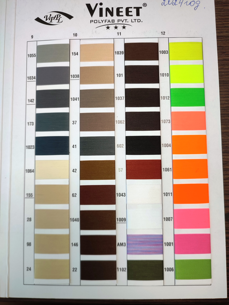 Карта цветов полиэфирных нитей — палитра 3: серые, коричневые, неоновые оттенки